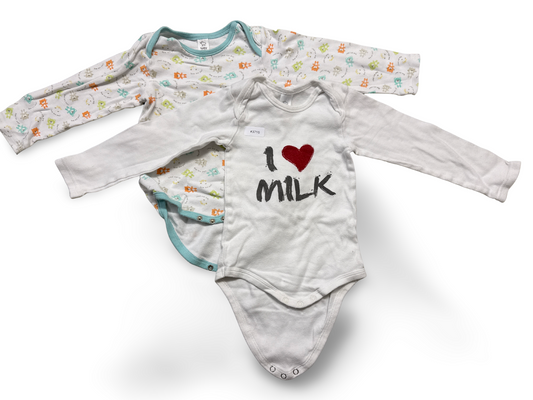 Bundle of 2 long-sleeved baby bodysuits with motif - size 104