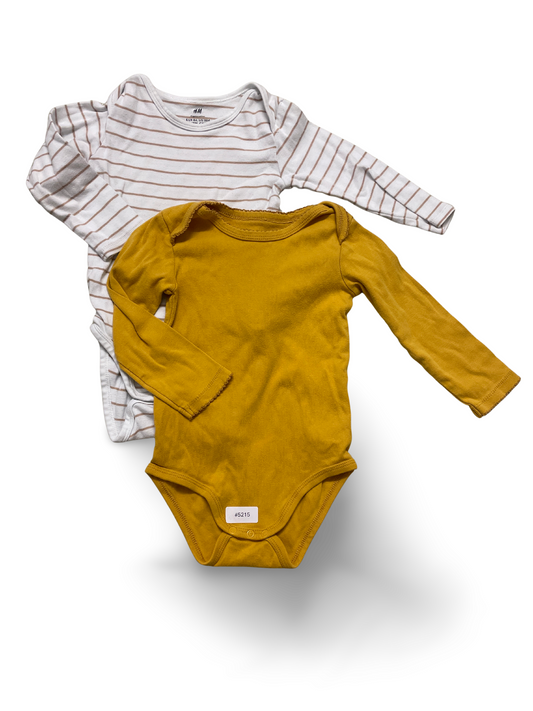 2er Bundle Langarmbodys Gestreift und Senf - Gr. 86