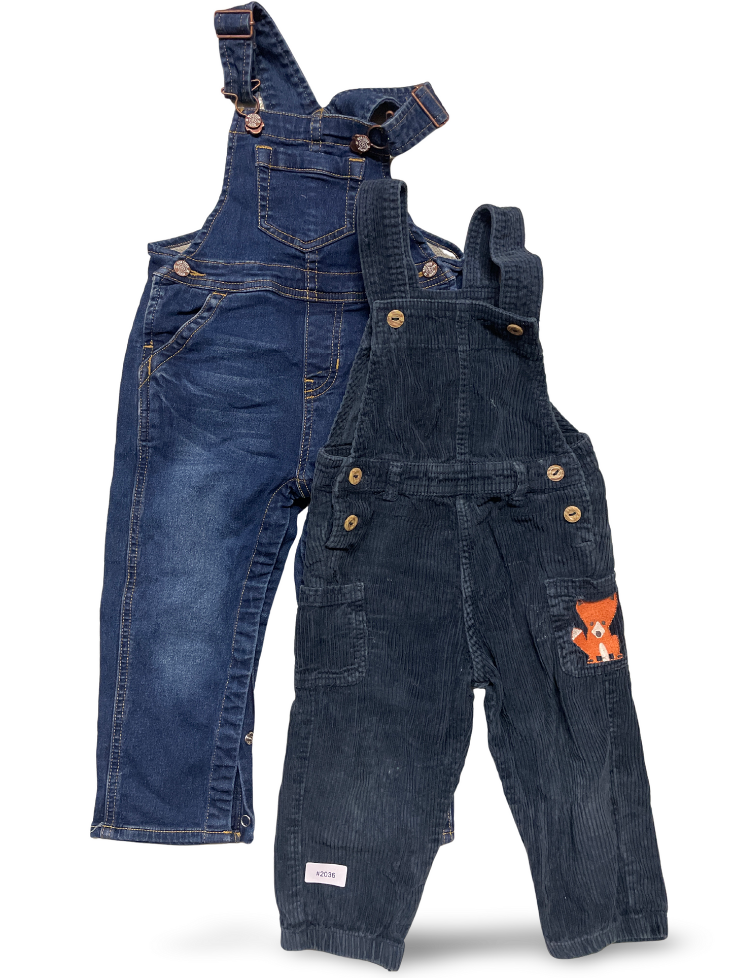 2er Bundle Latzhosen Jeans und Cord mit Fuchsmotiv - Gr. 86