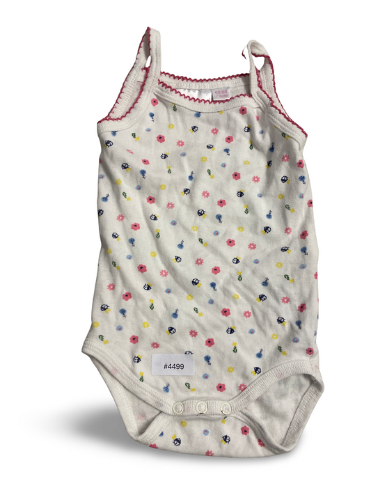 Weisser Trägerbody mit Blumenprint - Gr. 62