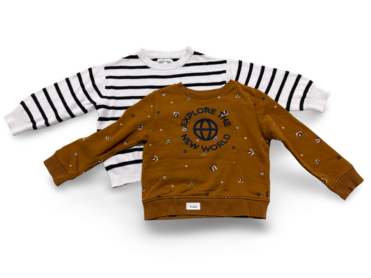 2er Bundle Pullover gestreift und mit Print - Gr. 104
