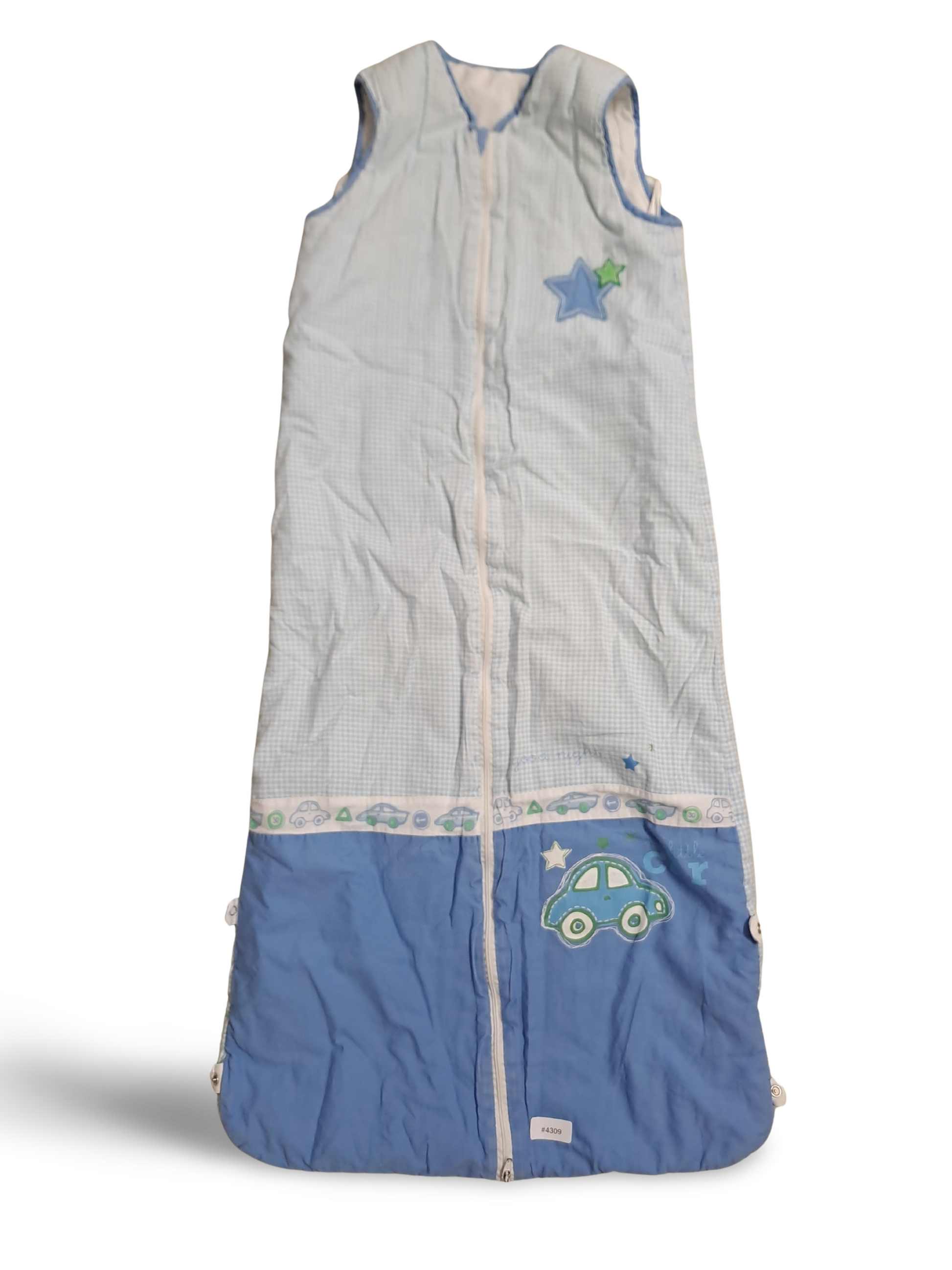 Blauer Schlafsack mit Auto-Applikation - Gr. 110