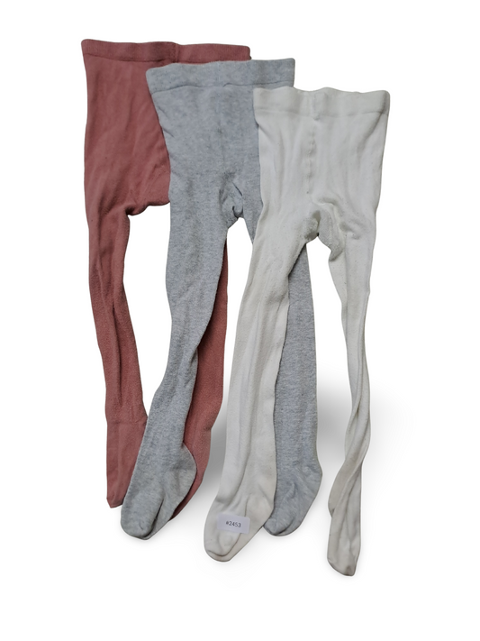 3er Bundle Strumpfhosen Rosa Grau Weiss - Gr. 92