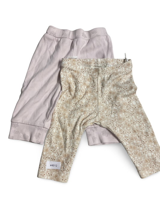 2er Bundle Leggings Rosa und Beige mit Tiermotiv - Gr. 62