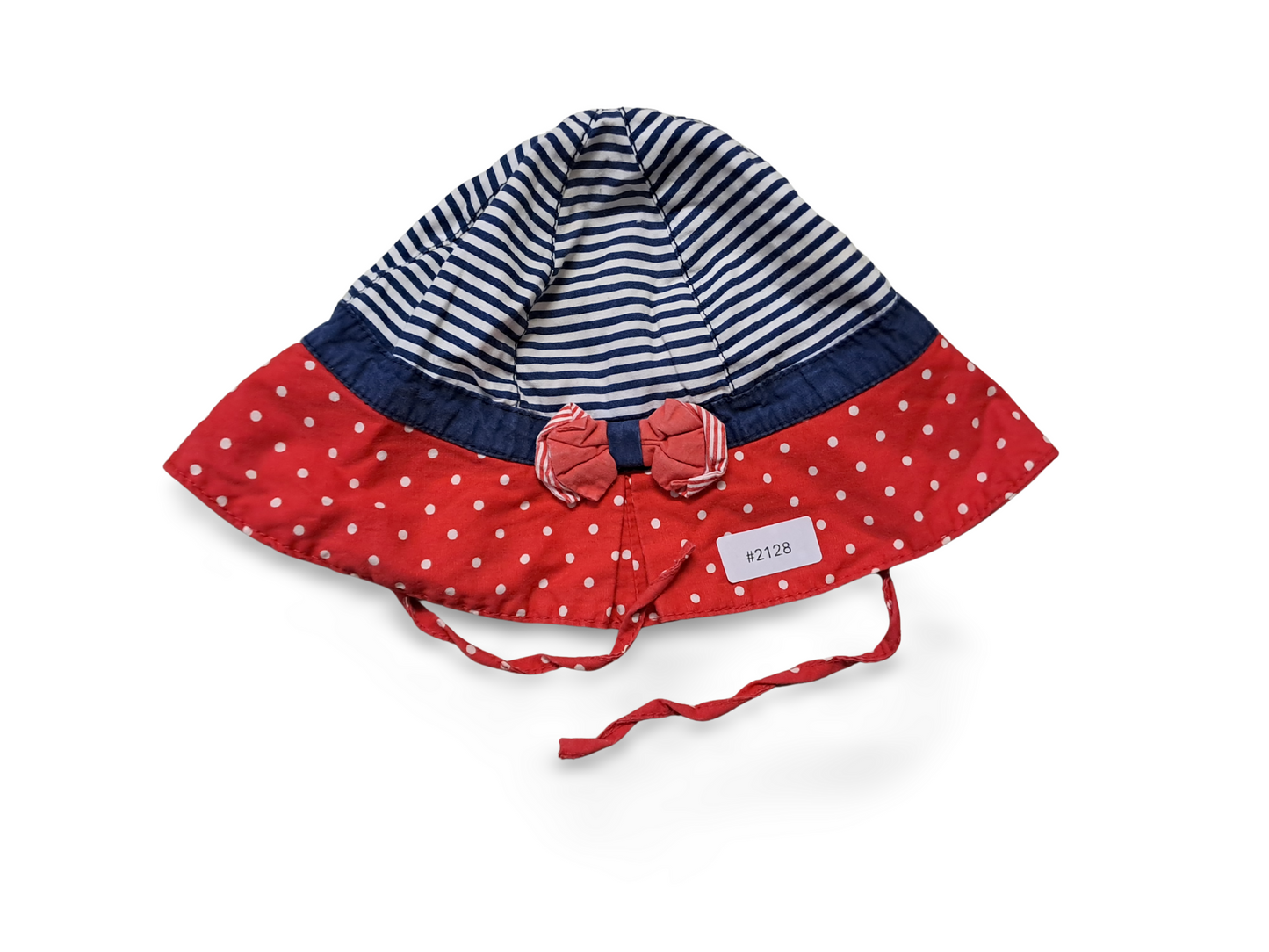 Sonnenhut gestreift und gepunktet mit Kinnband - Gr. 86