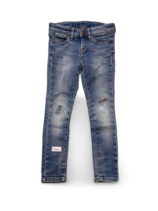 Jeanshose mit Rissen und Stickerei - Gr. 110