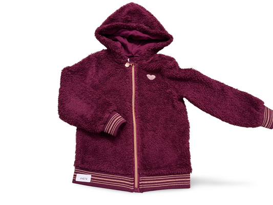 Flauschige Kapuzenjacke mit Herz - Gr. 104
