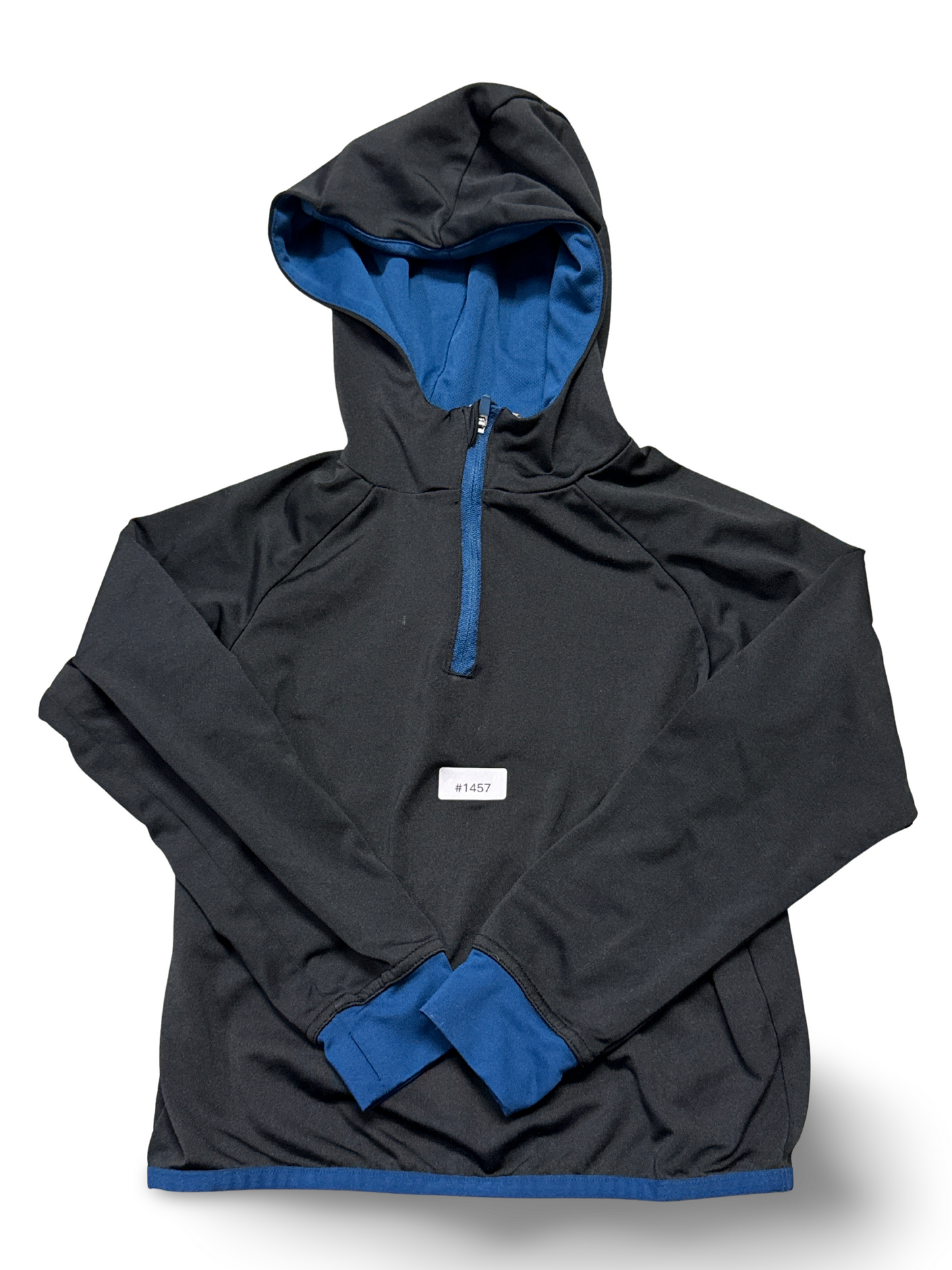 Dunkelblauer Kapuzenpullover mit halbem Reissverschluss - Gr. 110