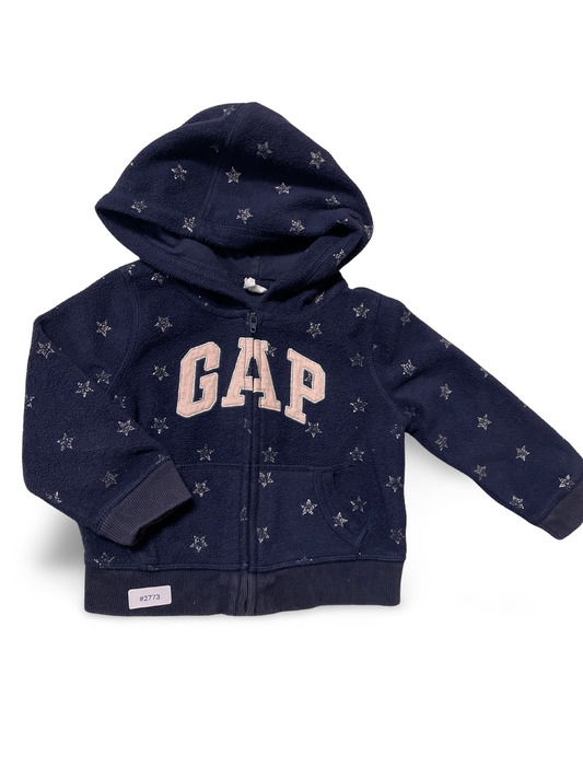 Fleecejacke mit Kapuze, GAP-Logo und Sternen - Gr. 86