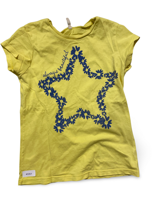 Gelbes Kurzarm-T-Shirt mit blauem Blumenstern - Gr. 122