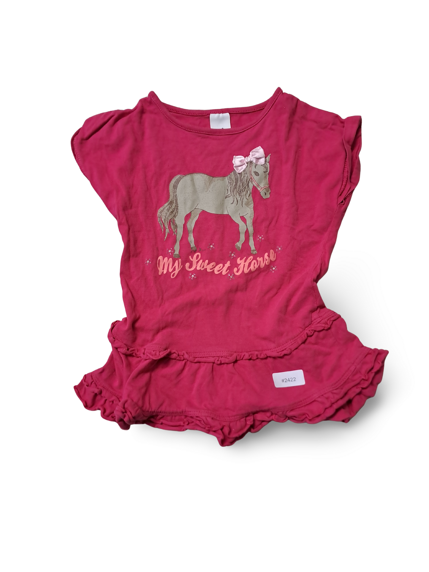 Pink Strampler mit Pferdemotiv und Rüschen - Gr. 98