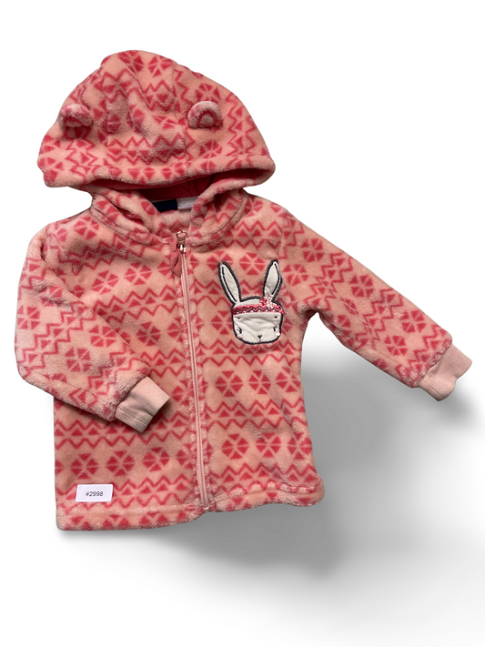Kapuzenjacke aus Fleece mit Hasenapplikation - Gr. 74