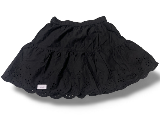 Schwarzer Stufenrock mit Lochstickerei - Gr. 110