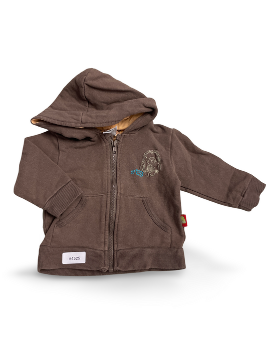 Braune Kapuzenjacke mit Hundmotiv - Gr. 62