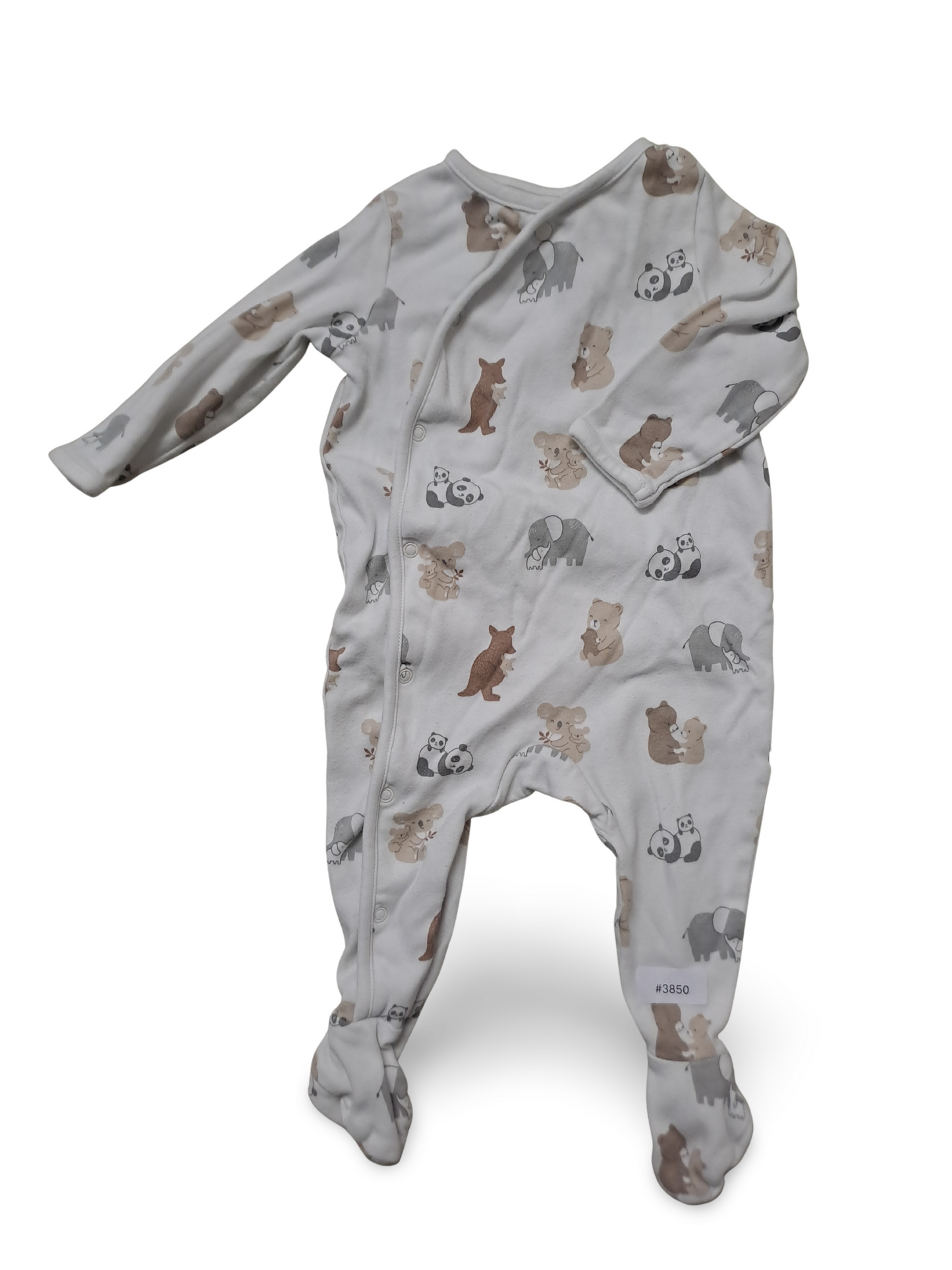 Weisser Strampler mit Tiermotiv - Gr. 68