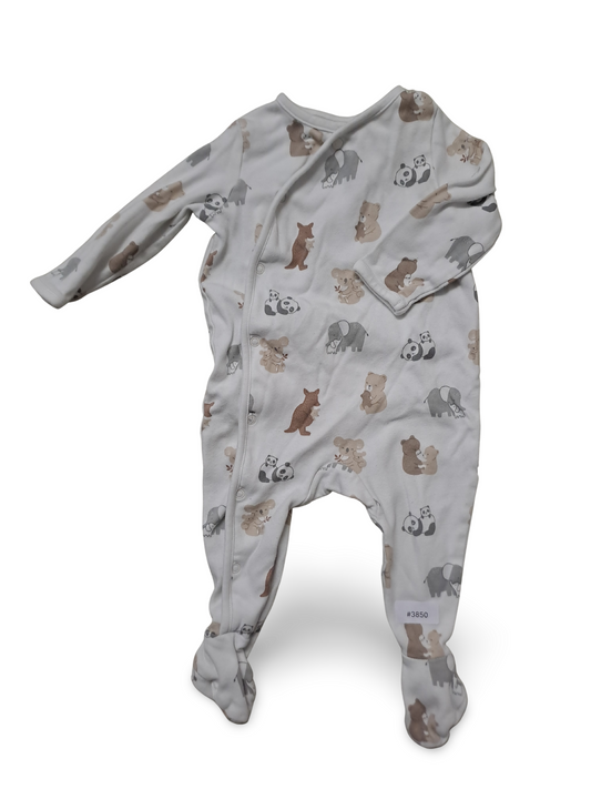 Weisser Strampler mit Tiermotiv - Gr. 68