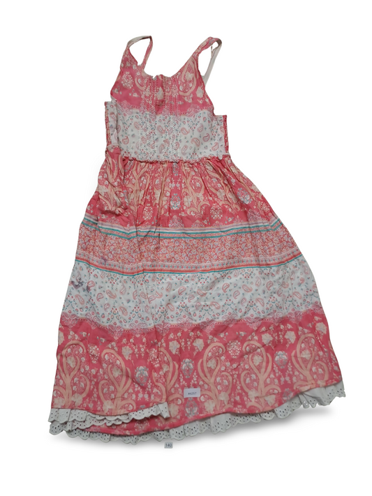 Rosa Trägerkleid mit Spitze - Gr. 140