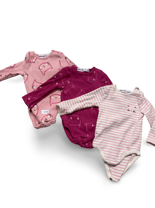 3er Bundle Strampler Rosa gemustert - Gr. 62