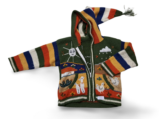 Gestrickte Kapuzenjacke mit Reissverschluss - Gr. 116