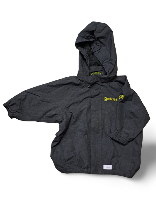 Grau melierte Regenjacke mit Kapuze - Gr. 104