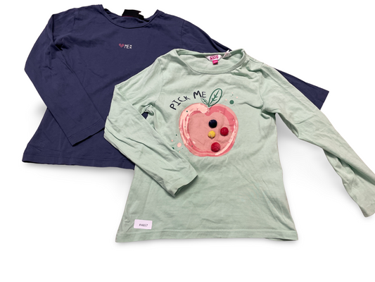 2er Bundle Langarmshirts mit Apfelmotiv und uni - Gr. 122