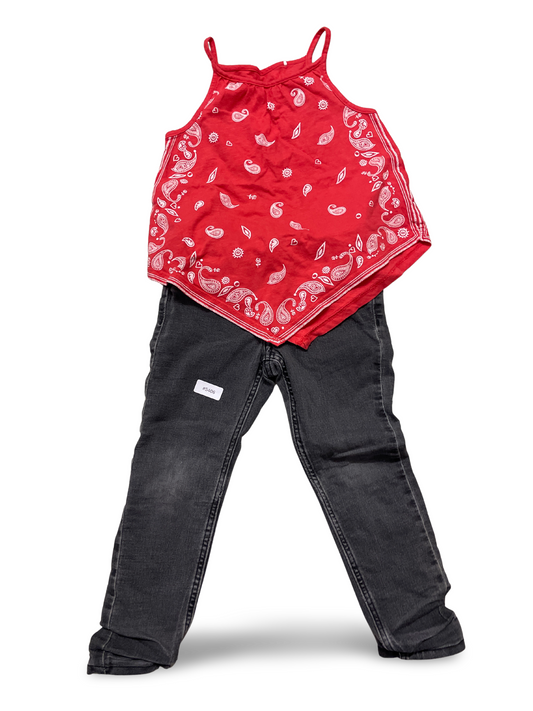 Rotes Bandana-Top mit Spaghettiträgern - Gr. 104