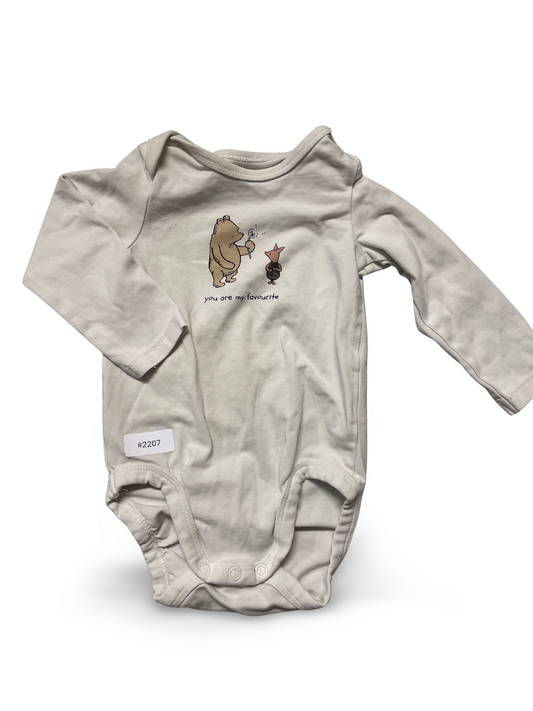 Langarmbody mit Bär- und Schweinchenmotiv - Gr. 68