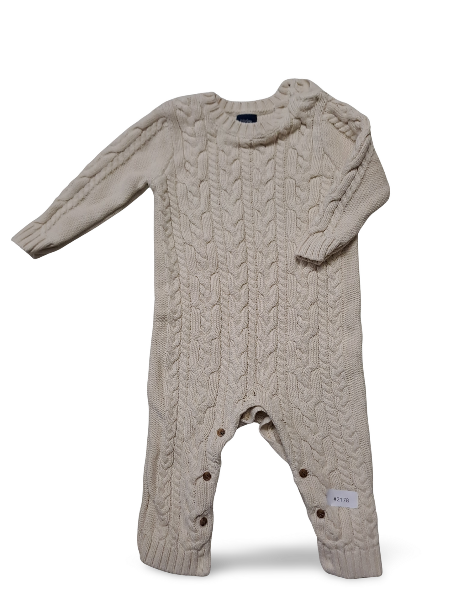 Gestrickter Kabelstrick Strampler Creme - Gr. 74