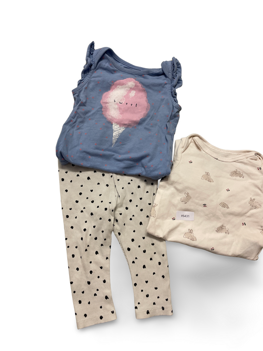 3er Bundle Leggings und Oberteile - Gr. 74