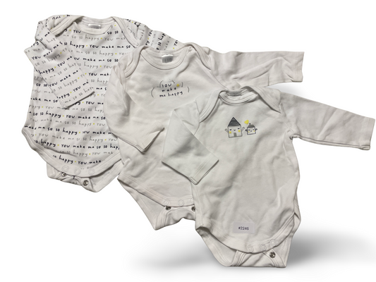 3er Bundle Langarm-Bodys Weiss - Gr. 56