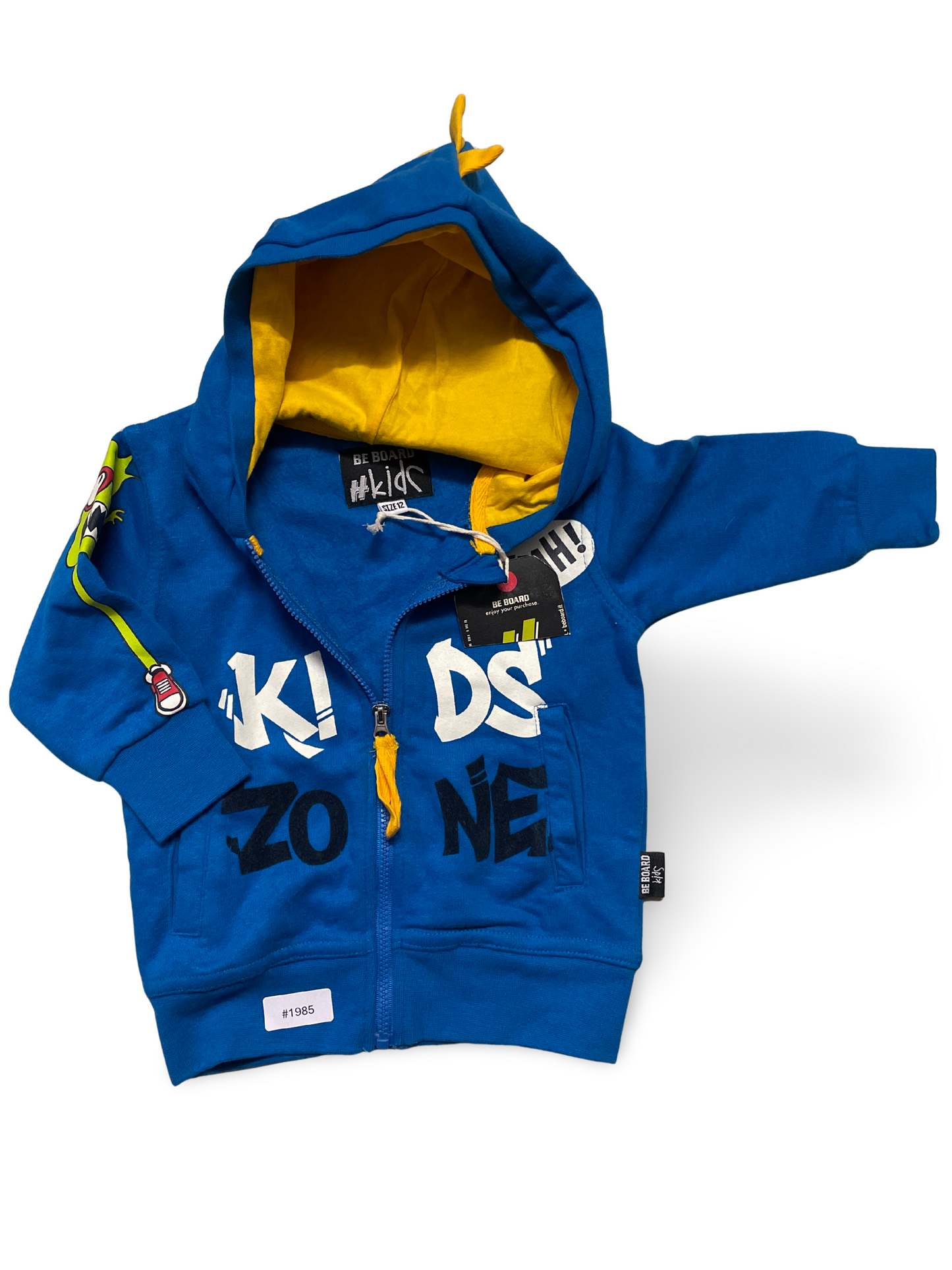 Blaue Kinder-Kapuzenjacke mit Reissverschluss - Gr. 86