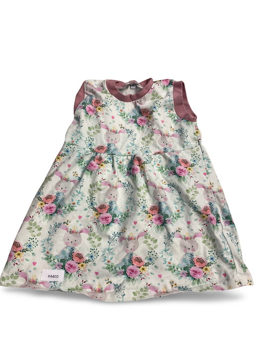 Kleid mit Hasen- und Blumenmuster - Gr. 86