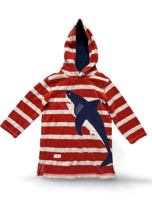 Kapuzenpullover rot-weiss gestreift mit Hai - Gr. 116