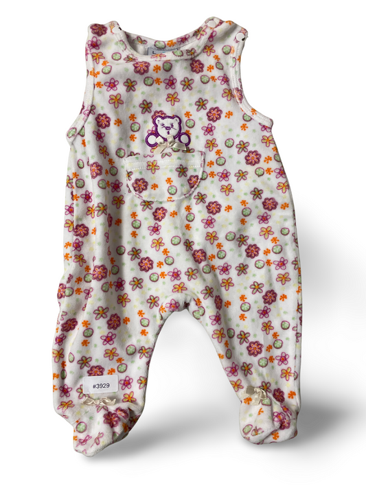 Strampler mit Fuss und Blumenmuster - Gr. 56