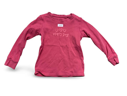 Pinkes Langarmshirt mit Herzen - Gr. 116
