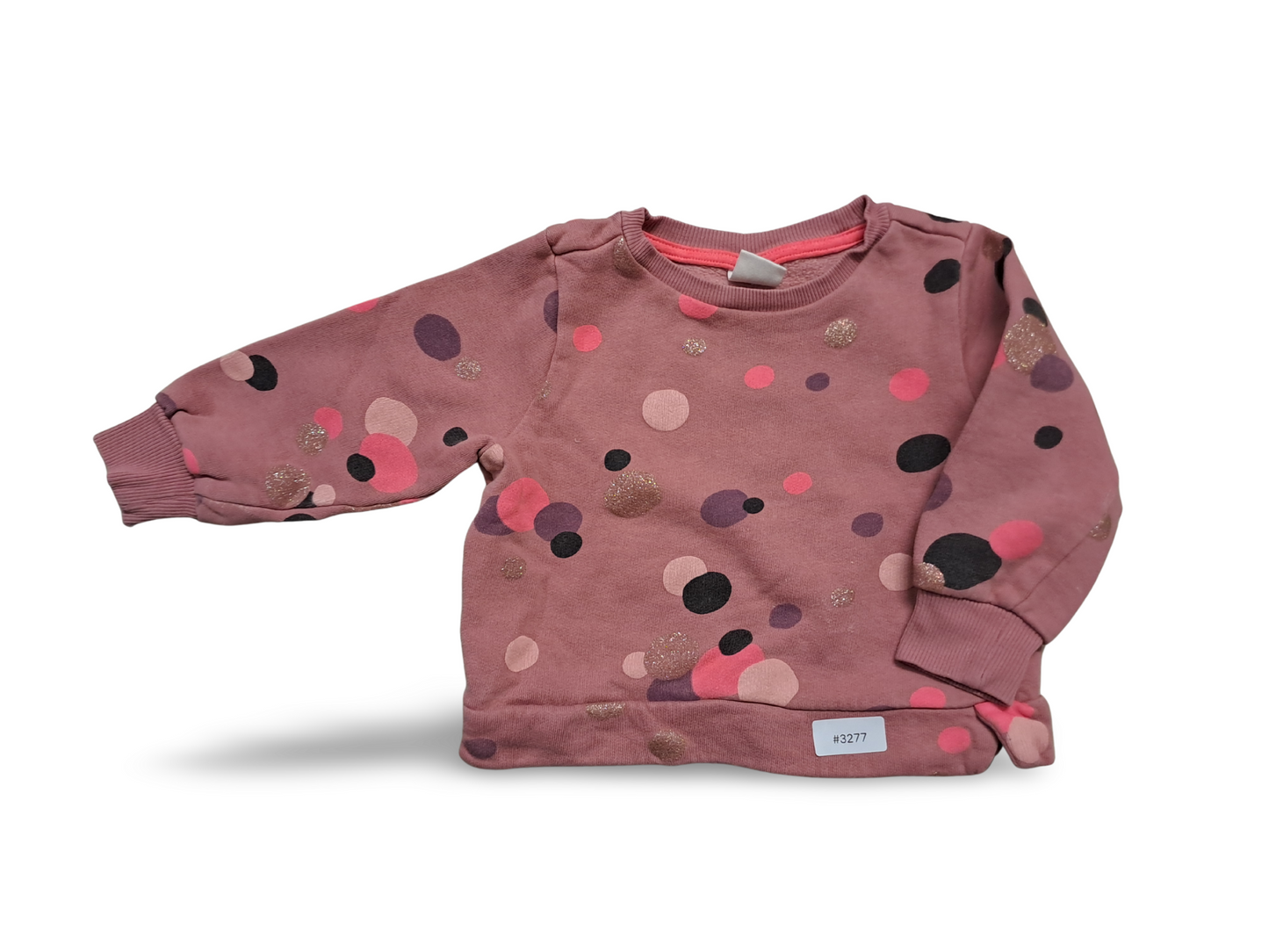 Pink sweatshirt with polka dots - size 86