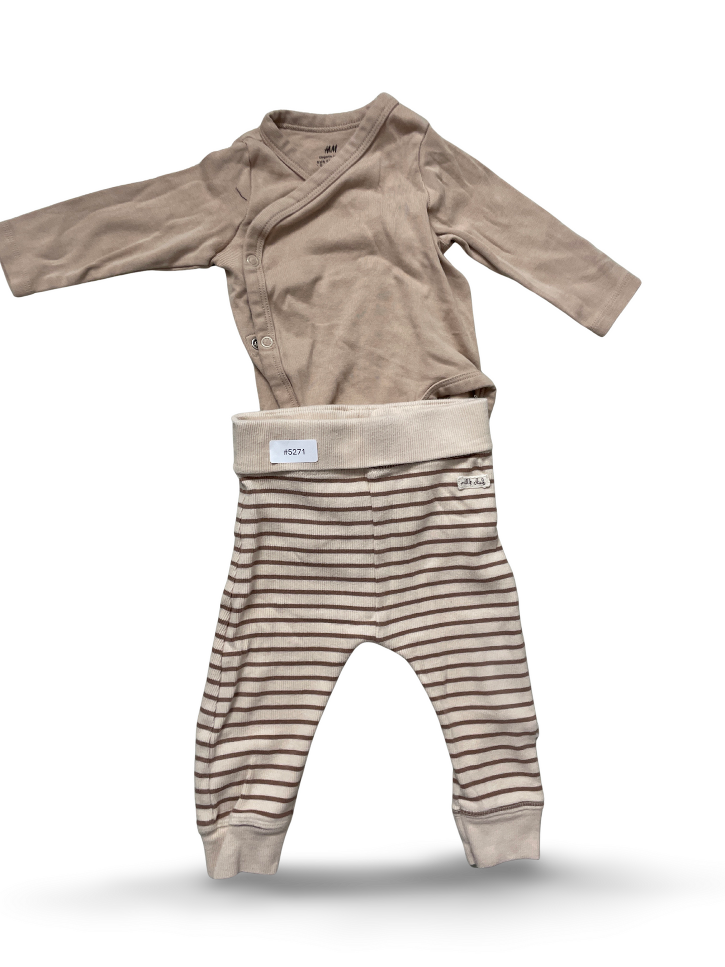 Wickelbody mit gestreiften Leggings - Gr. 68