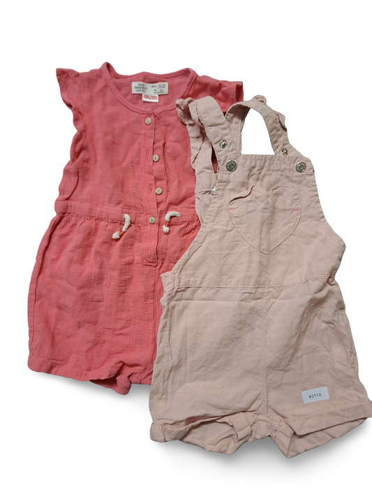 2er Bundle Strampler kurzarm rosa und koralle - Gr. 86