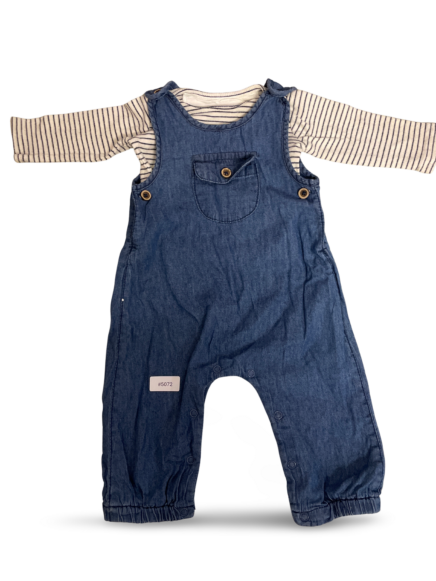 Jeans Strampler mit gestreiftem Langarmshirt - Gr. 62