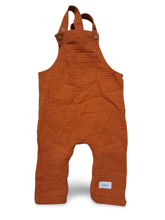 Orange Musselinstrampler mit Trägern - Gr. 62