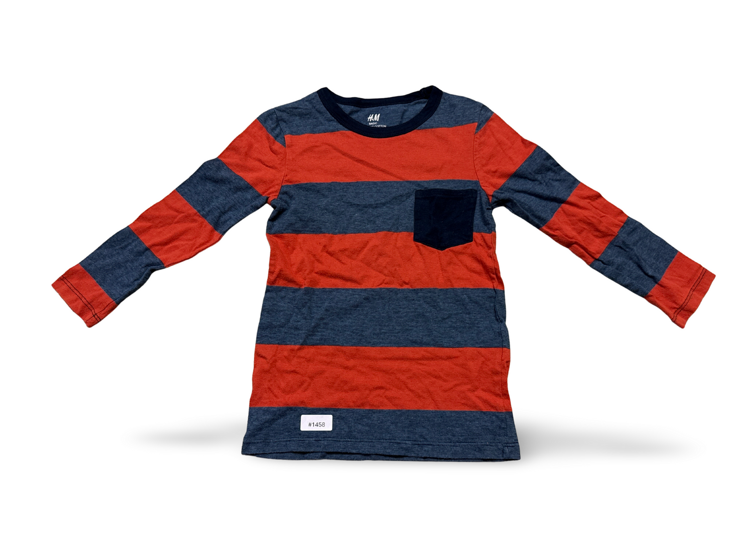 Langarmshirt gestreift mit Brusttasche - Gr. 110