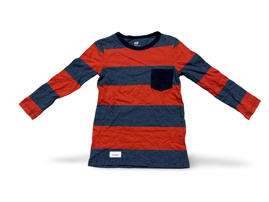 Langarmshirt gestreift mit Brusttasche - Gr. 110