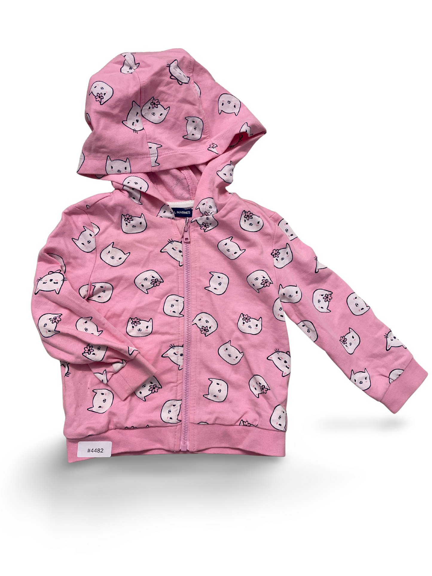 Pink hooded jacket with cat print - Size 68