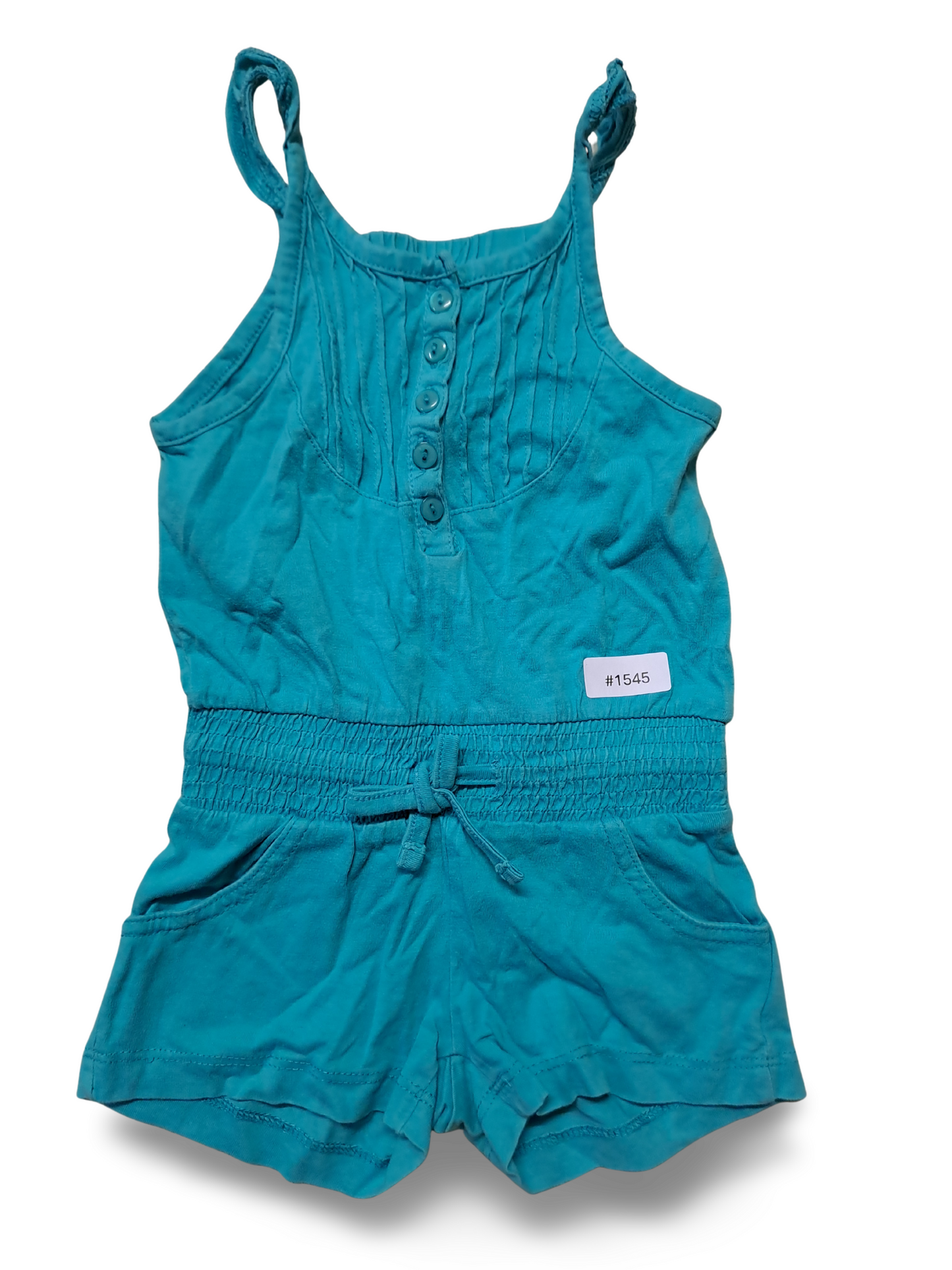 Türkisfarbener Strampler mit Knopfleiste - Gr. 80