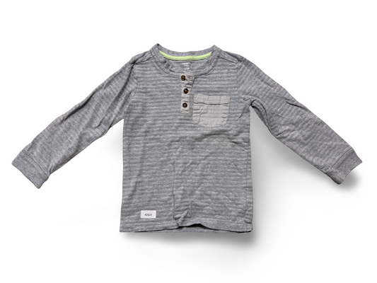 Langarmshirt mit Knopfleiste und Brusttasche - Gr. 116