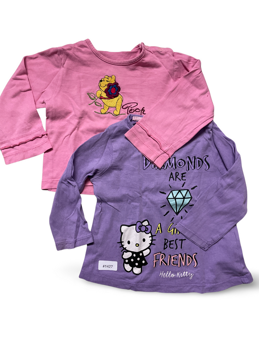 2er Bundle Langarmshirts Hello Kitty und Pooh - Gr. 80