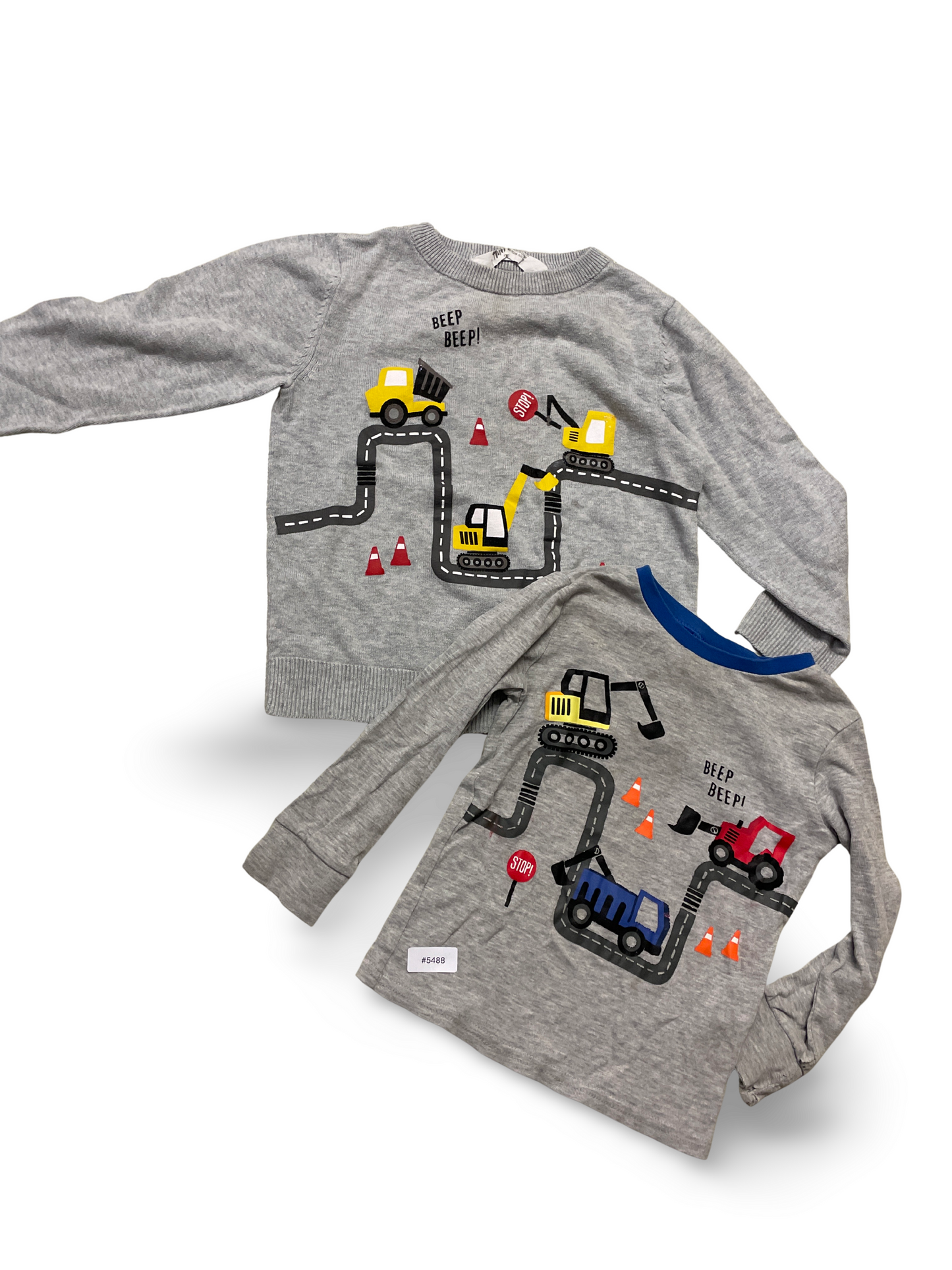 2er Bundle Langarmshirts mit Baufahrzeugen - Gr. 110