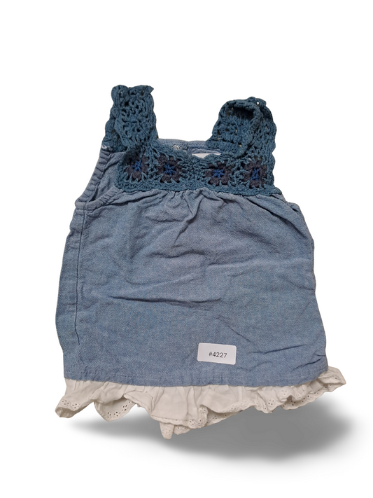 Jeanskleid mit Häkelträgern - Gr. 68