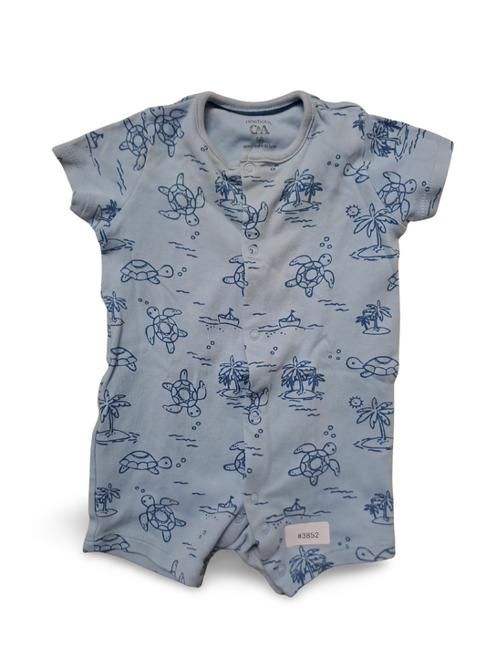 Kurzarm-Strampler mit Schildkrötenmuster - Gr. 68