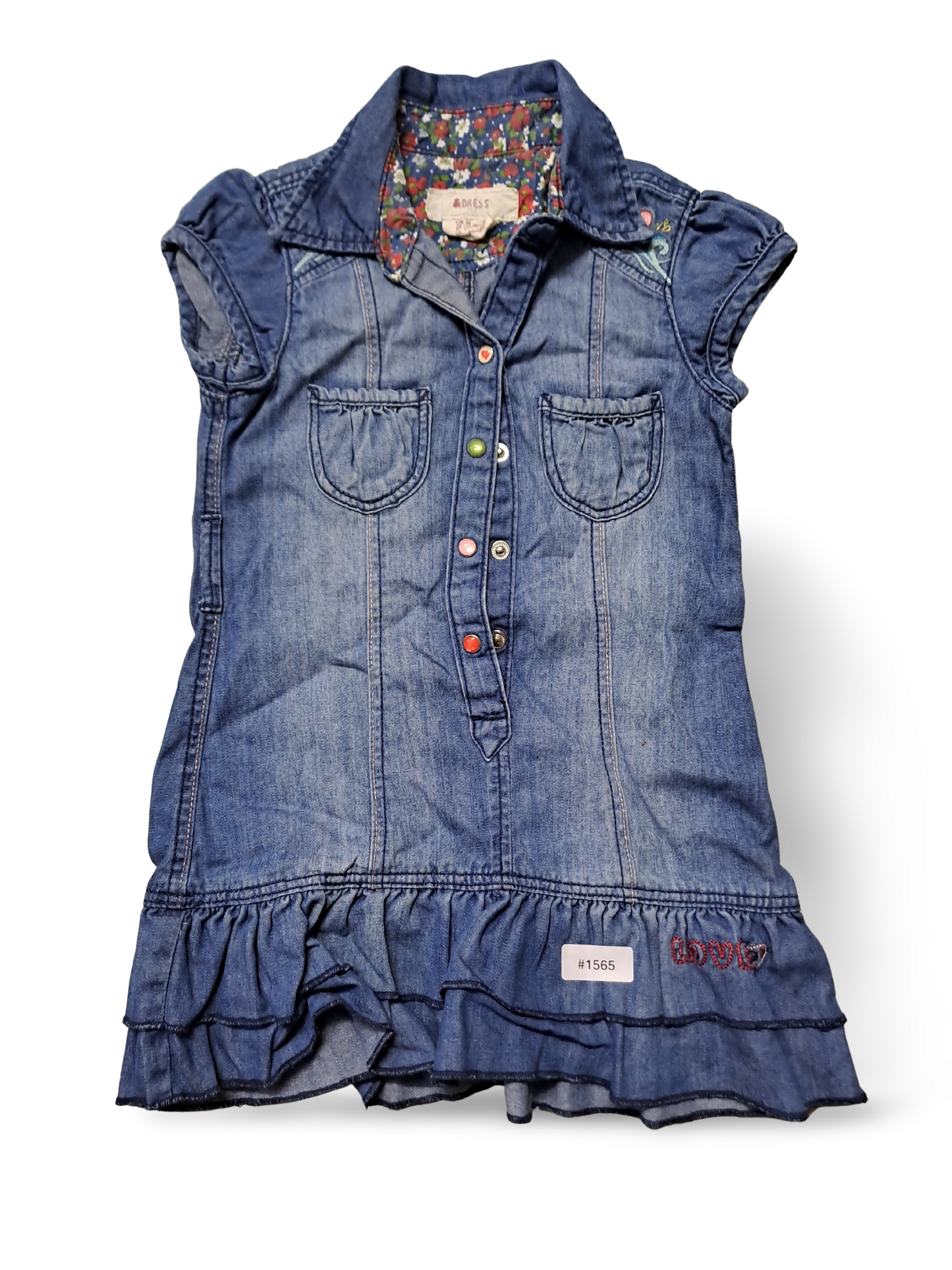 Jeanskleid mit Rüschen und Knopfleiste - Gr. 98